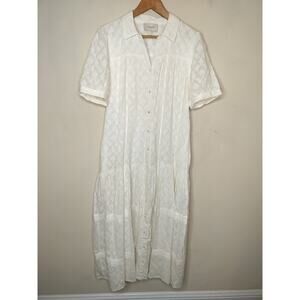 Cleobella White Organic Cotton Maxi Dress Tiered Short Sleeve